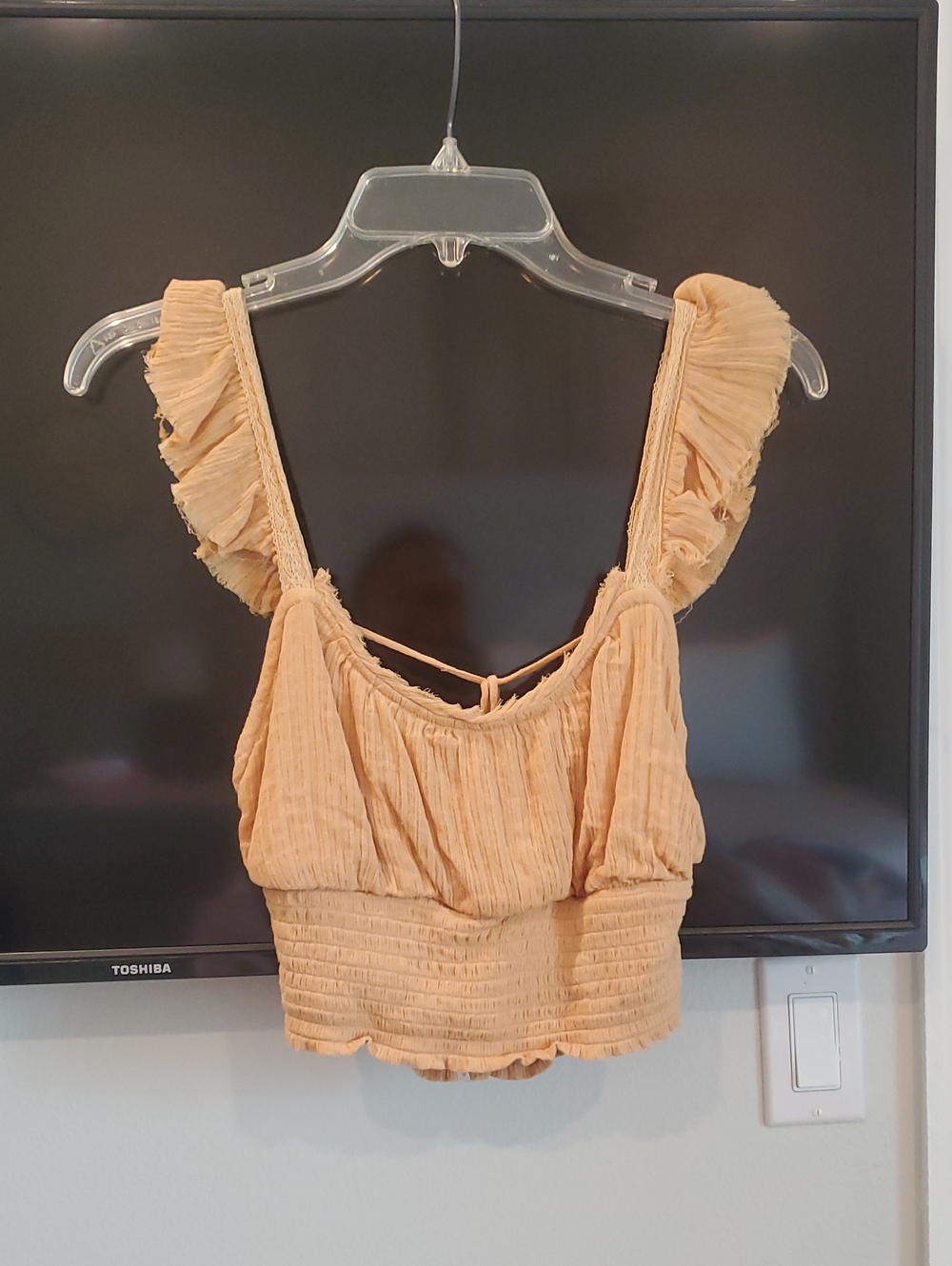 Free People Ruffled Tie-Back Crop Camisole - Peach